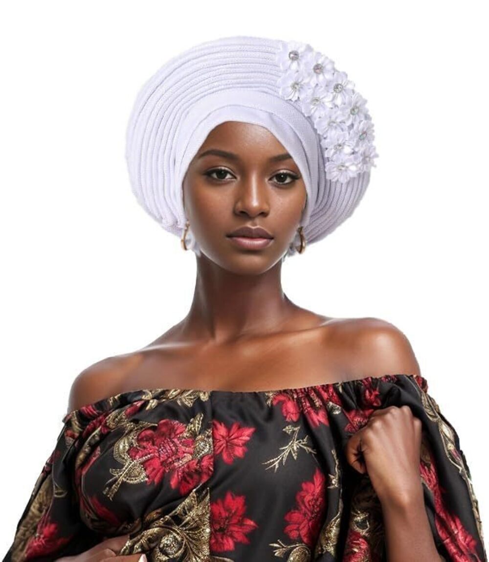 5867 Fashion African Headtie Turban Nigeria Head Ties With Flowers Already